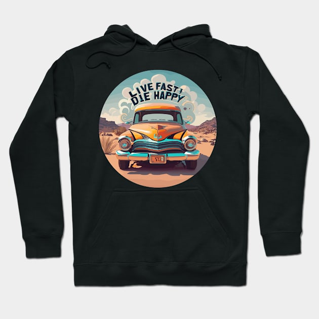 Live Fast Classic Car Hoodie by Kingrocker Clothing